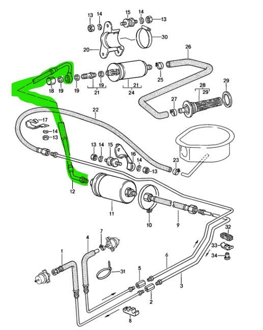 944 & 924S Brandstofslang pomp - filter - 928-944parts