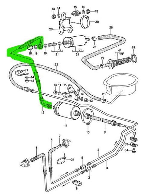 944 & 924S Brandstofslang pomp - filter - 928-944parts