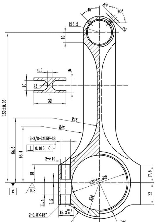H-Beam drijfstang 924S, 944, 928 + Turbo  (set van 4) Lightweight 928-944parts