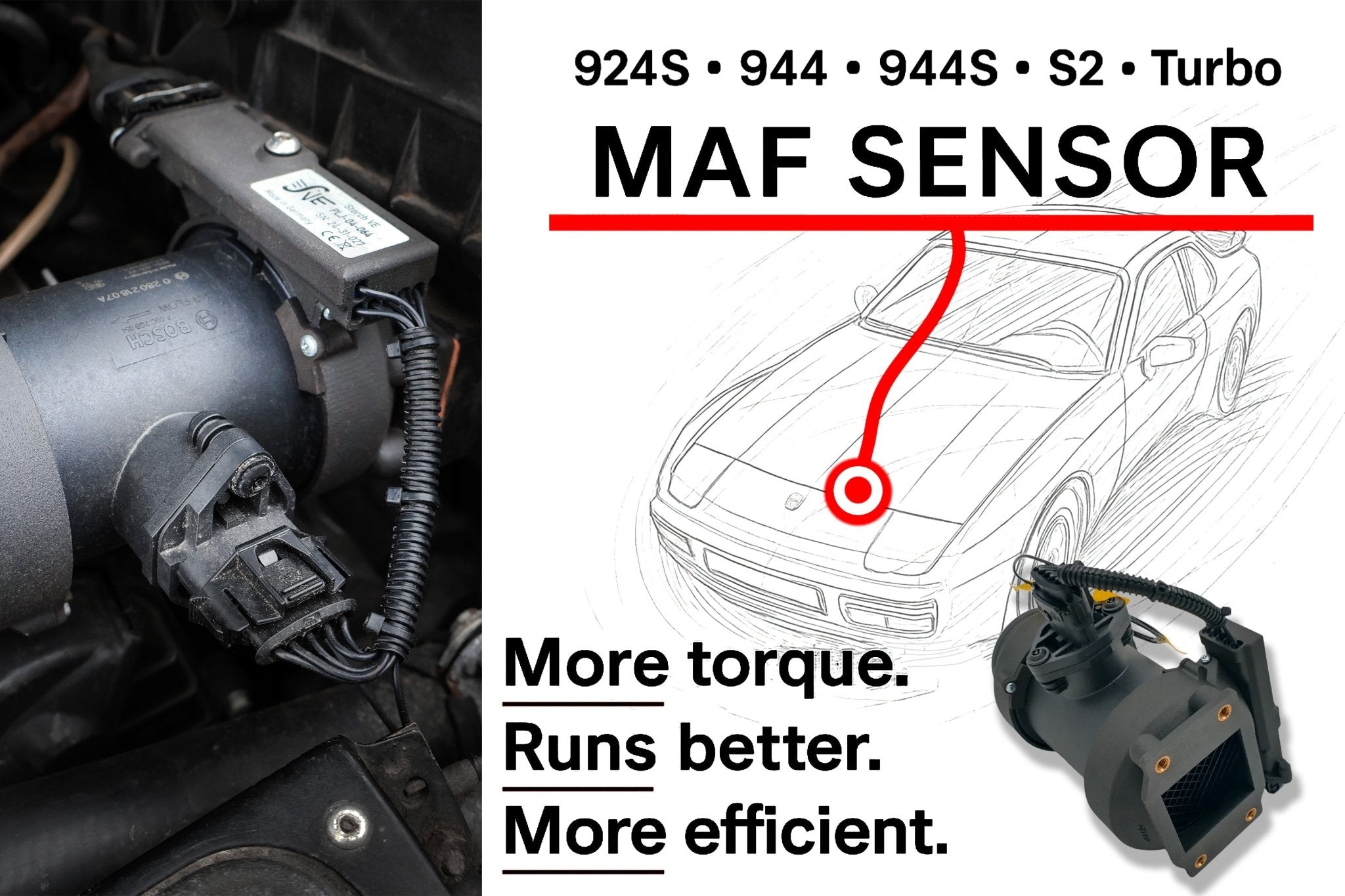 MAF Kit Porsche 924S & 944 - Meer Vermogen & Betere Throttle Response - 928-944parts