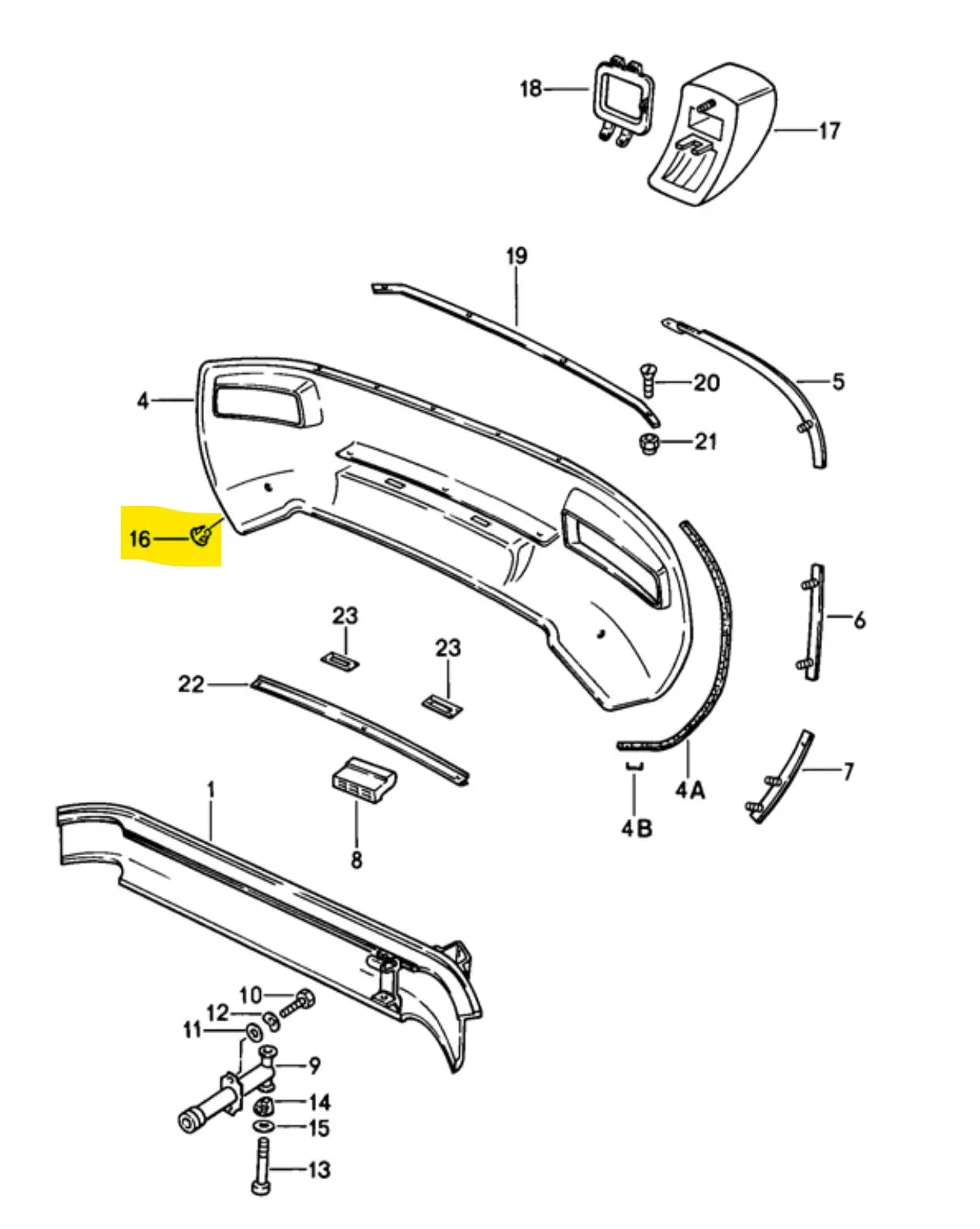 Porsche 928 bumper dop sleepoog - 2 stuks (=set) - 928-944parts