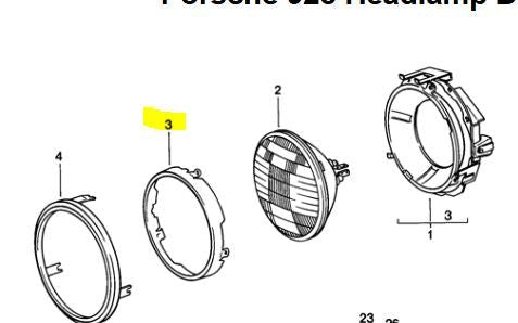 Porsche 928 headlight rim USA models chrome - 928-944parts
