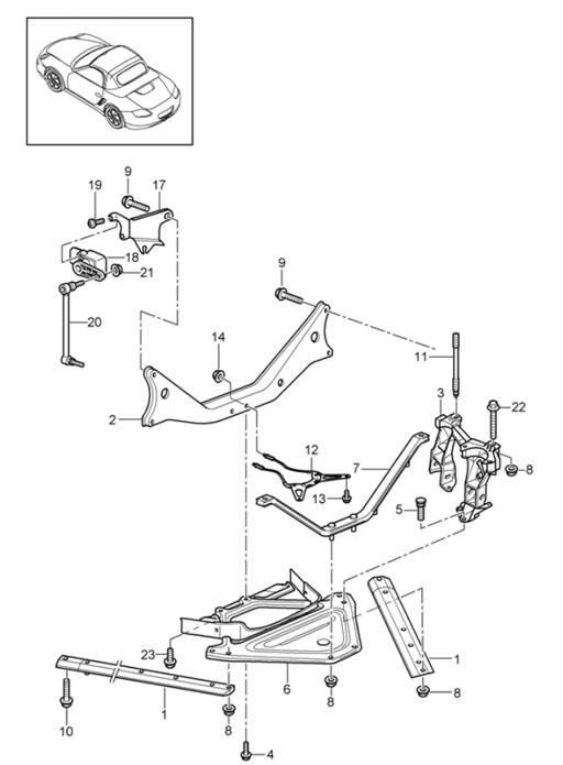 Porsche 986/987 Boxster/Cayman - ophangingspoot achterwielophanging - 928-944parts