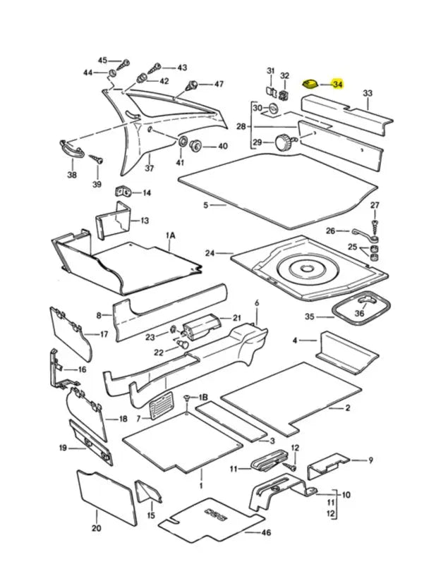 Porsche 928 afdekkapje achterbak (34) Origineel Porsche