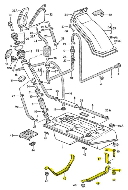 Porsche 924/944 tankbeugel - combinatiedeal verzinkt voor stalen tank - 928-944parts