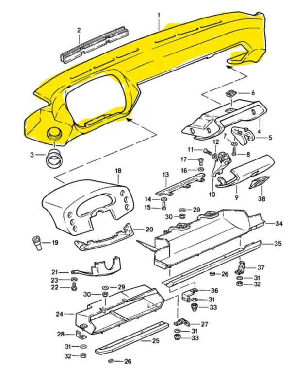 Porsche 928 dashboard - donkergroen - 928-944parts
