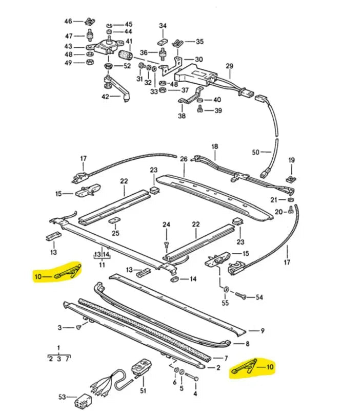 Porsche 928 zonnedak scharnier windvanger (plastic/steel) - 928-944parts